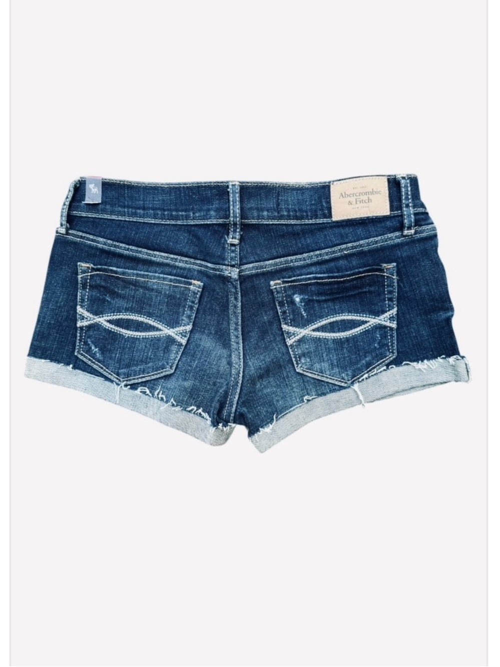 NWOT Abercrombie & Fitch Dark Blue Rolled Hem Denim Mini Jean Shorts 2000s